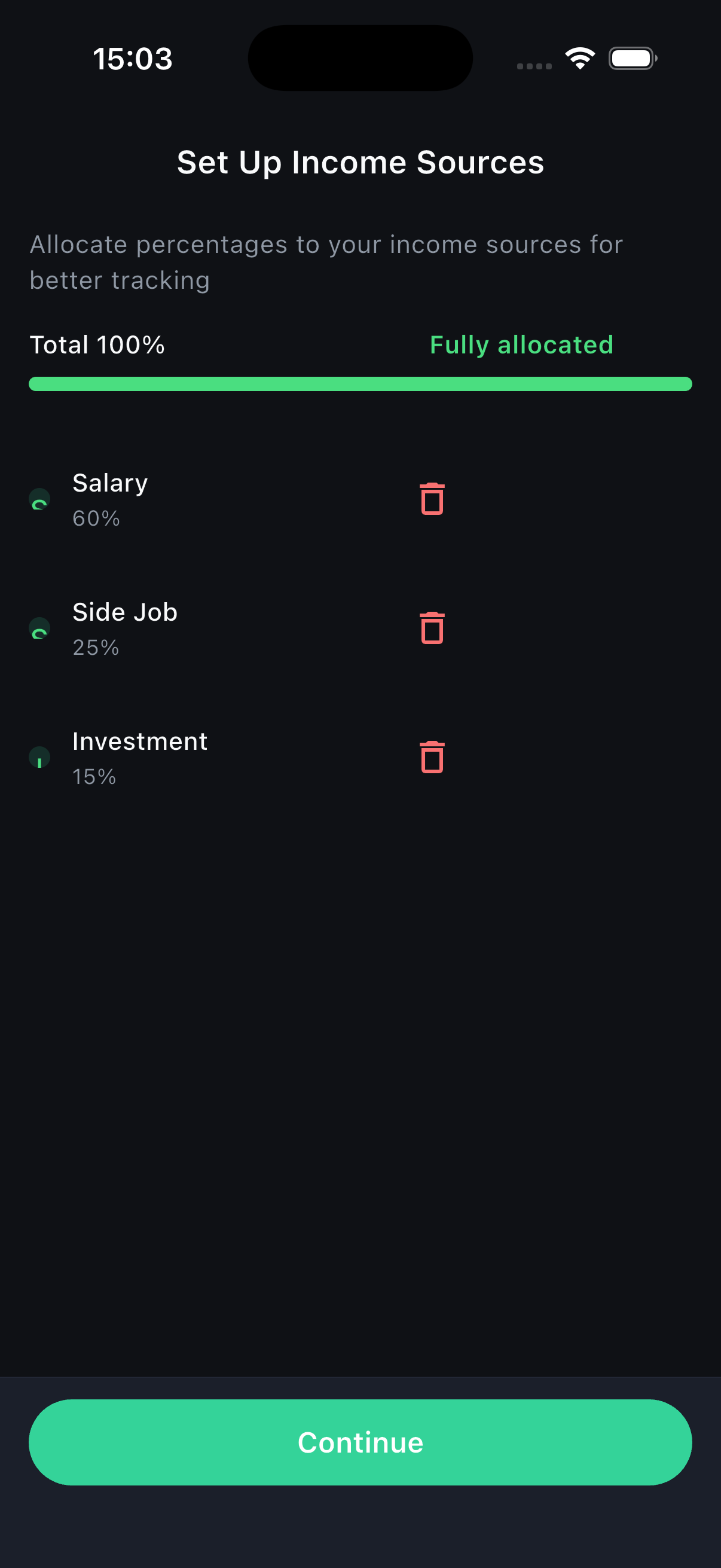 Income source tracking